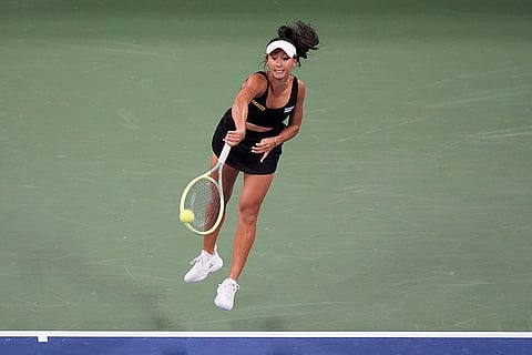 US Open 2024: Priscilla Hon, of Australia, serves to Aryna Sabalenka, of Belarus